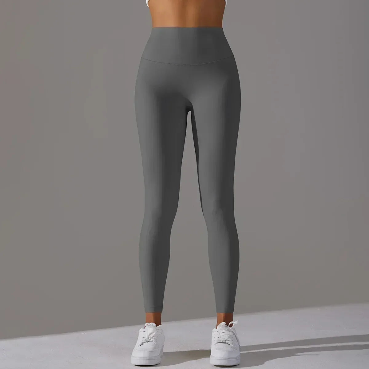 Women's High Waist and Abdomen Nude Yoga Pants Have No Embarrassing Line, Hip-lifting Elastic Peach Sports Fitness Pants 