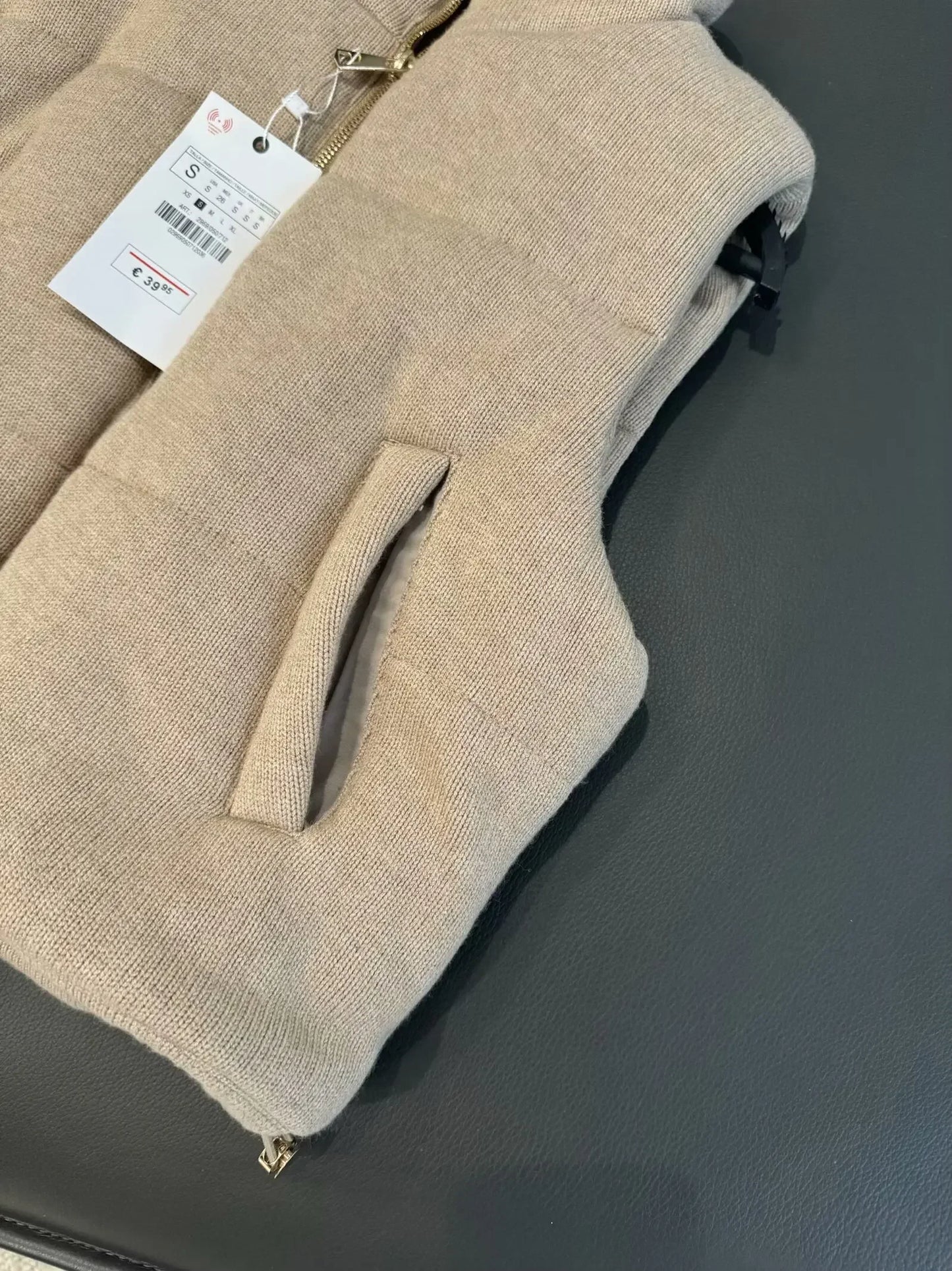 Women's new fashion side pocket short stand collar knitted cotton vest coat retro sleeveless zipper women's vest chic top