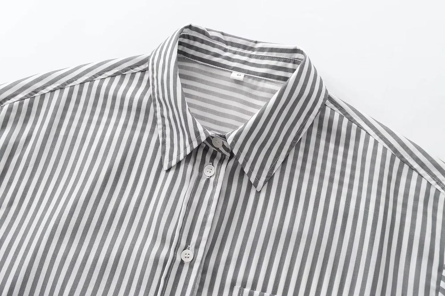 Women's 2024 new fashion pocket decoration loose striped asymmetrical shirt retro long sleeved button up women's shirt 