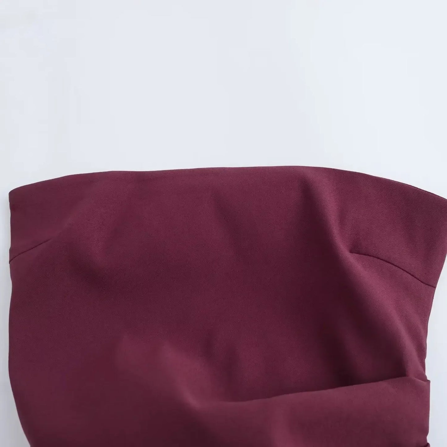 Women's new fashion pleated decoration slim short asymmetric Strapless top retro backless side zipper women's vest chic top