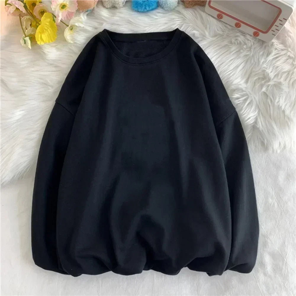 Spring and autumn warm small sweater round neck loose sportswear men and women with casual tops.