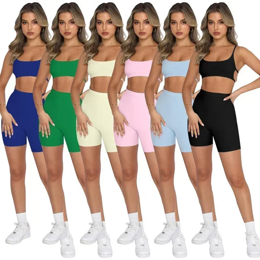 Summer new style halter top women's fashionable sports shorts set