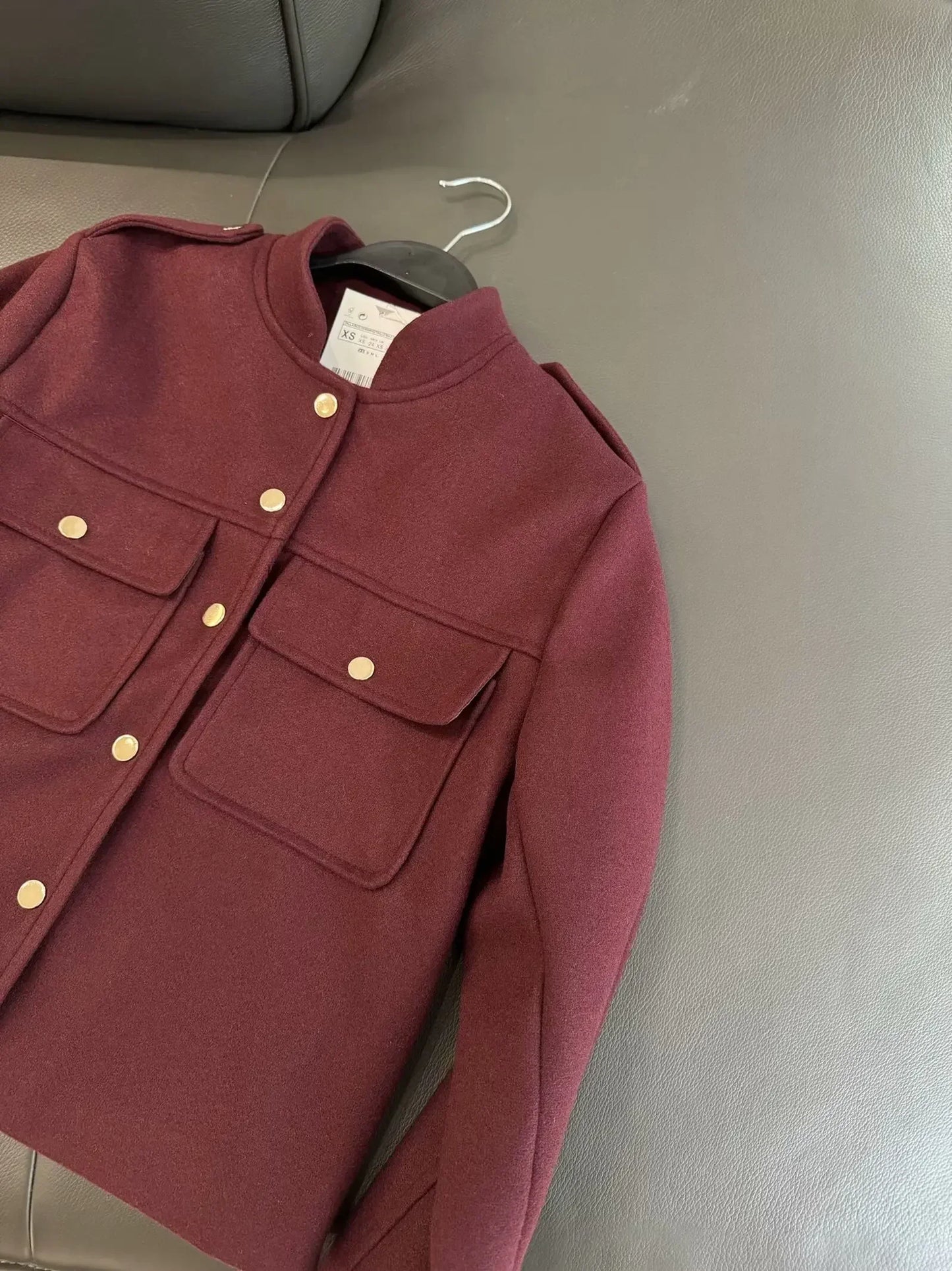 Women's new Fashion flip pocket decoration short single breasted soft texture Jacket retro long sleeved women's Coat chic top