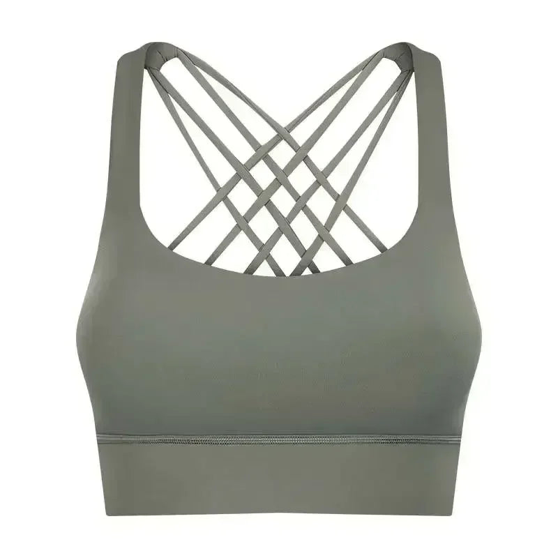 New Fitness Sports Bra Women's High-strength Cross-back Shock-proof Gathered Sports Bra