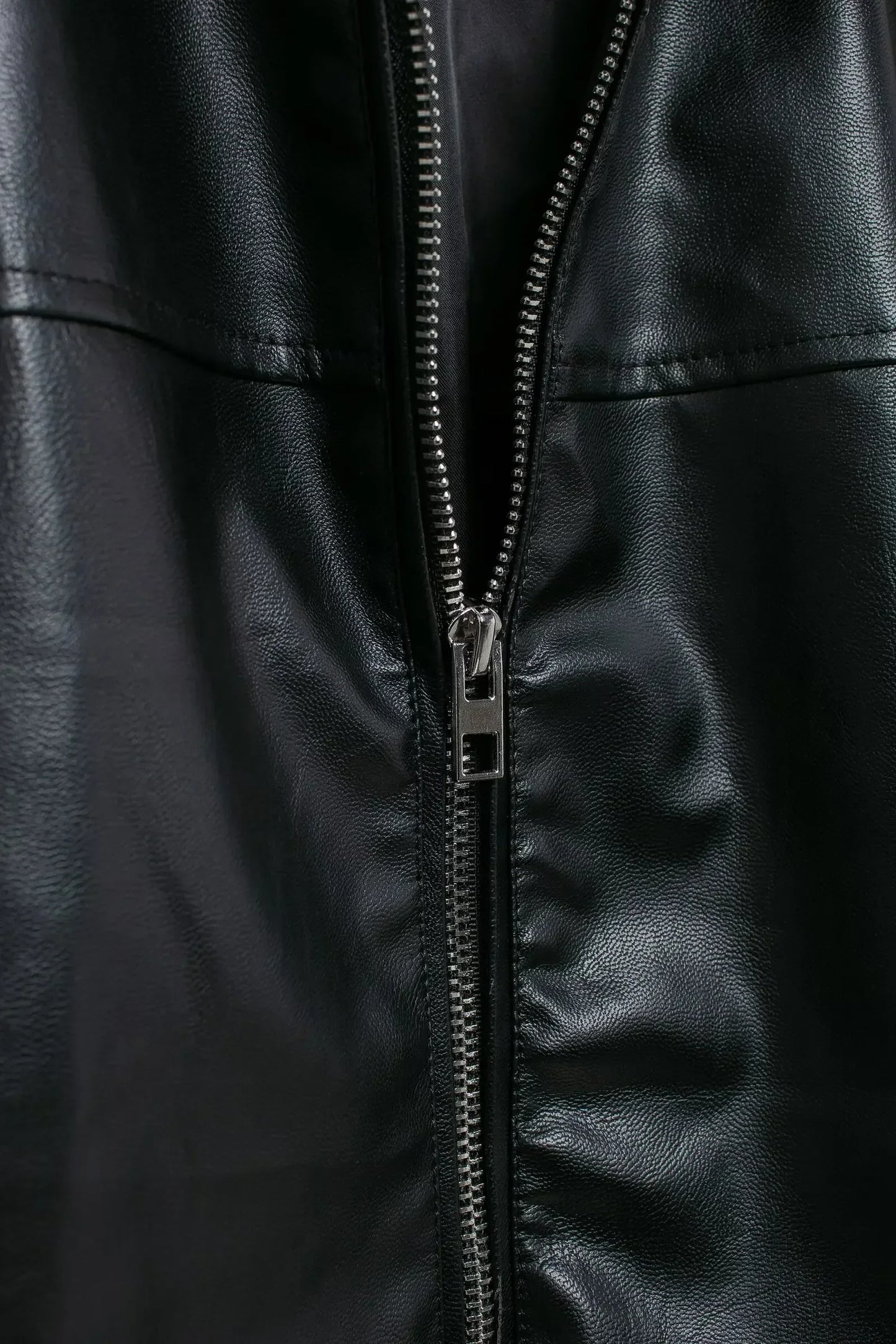 Women's 2024 New Fashion Casual Side Pocket Solid Lapel Faux Leather Jacket Coat Retro Long Sleeve Zipper Women's Coat Chic Top 