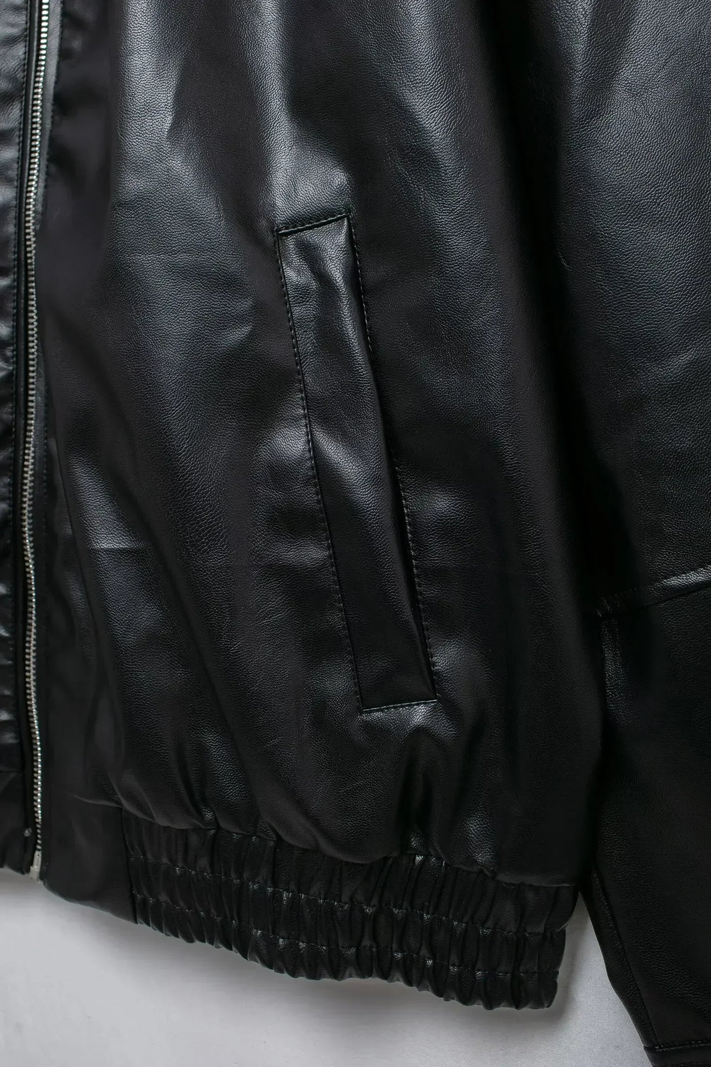 Women's 2024 New Fashion Casual Side Pocket Solid Lapel Faux Leather Jacket Coat Retro Long Sleeve Zipper Women's Coat Chic Top 