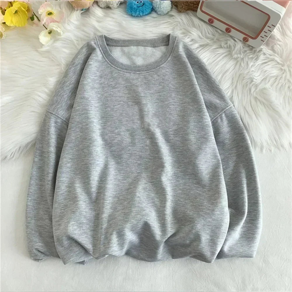 Spring and autumn warm small sweater round neck loose sportswear men and women with casual tops.