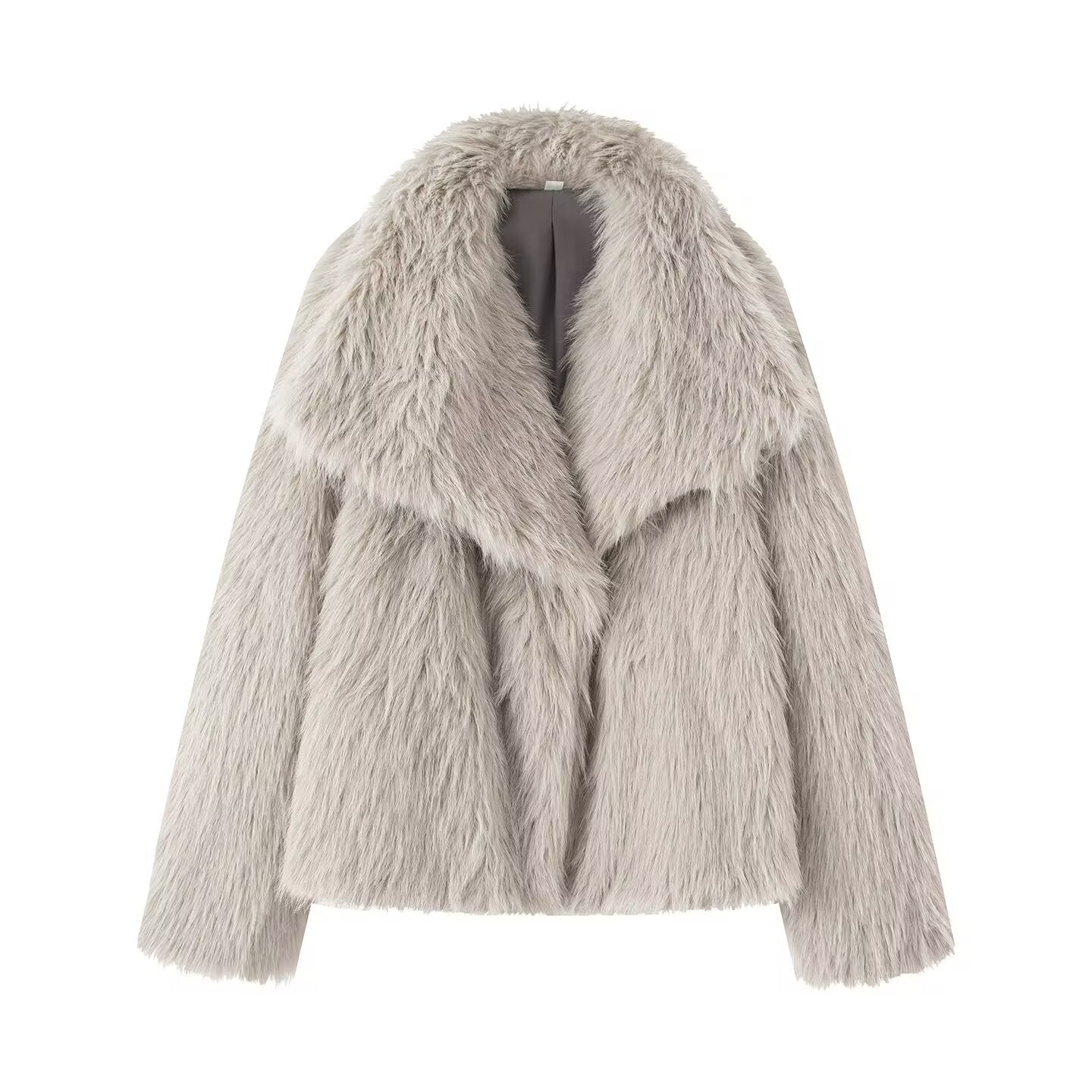 Women's artificial fur effect big Lapel Coat