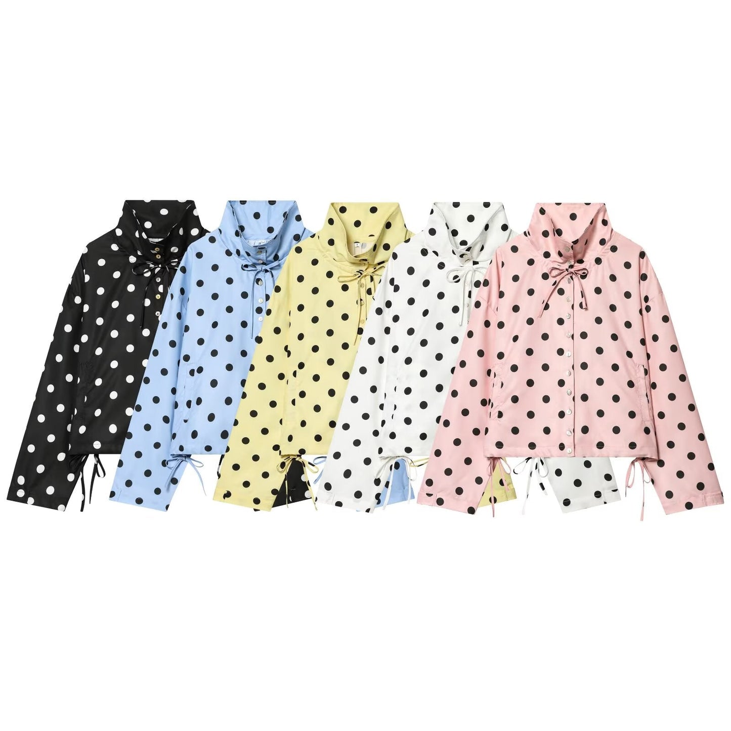 Women's bow decoration polka dot Coat