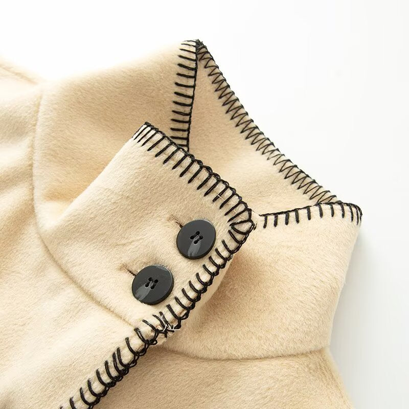 Women's New Loose High Neck Wool Blended Coat