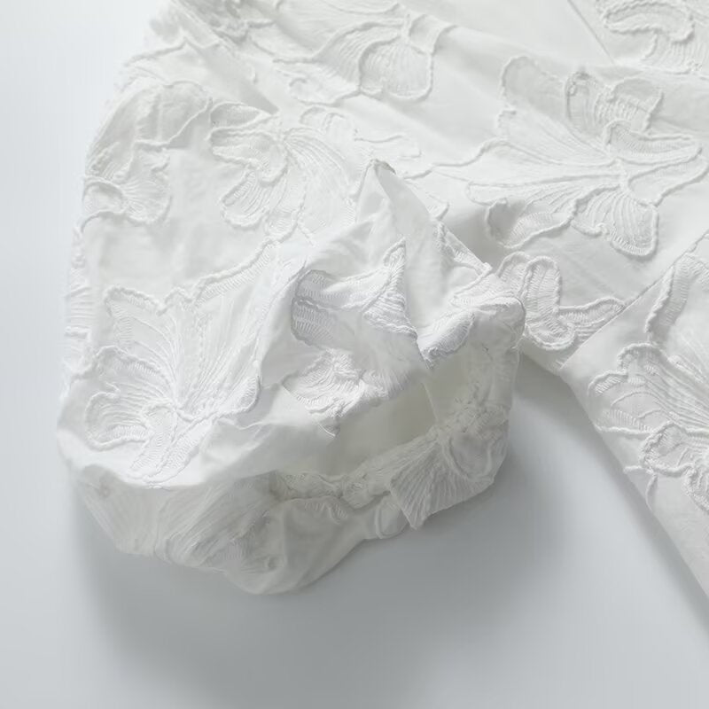 Ladies' new Fashion embroidered decoration slim short sleeved V-neck mini dress