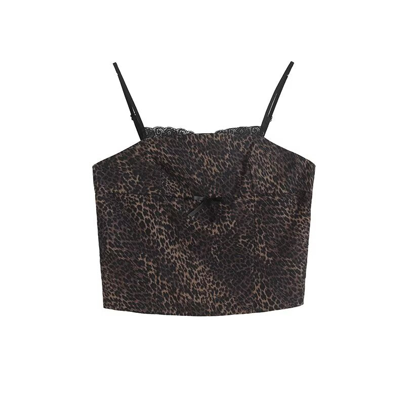 Women's new fashion printed striped suspender top retro sleeveless women's vest chic top