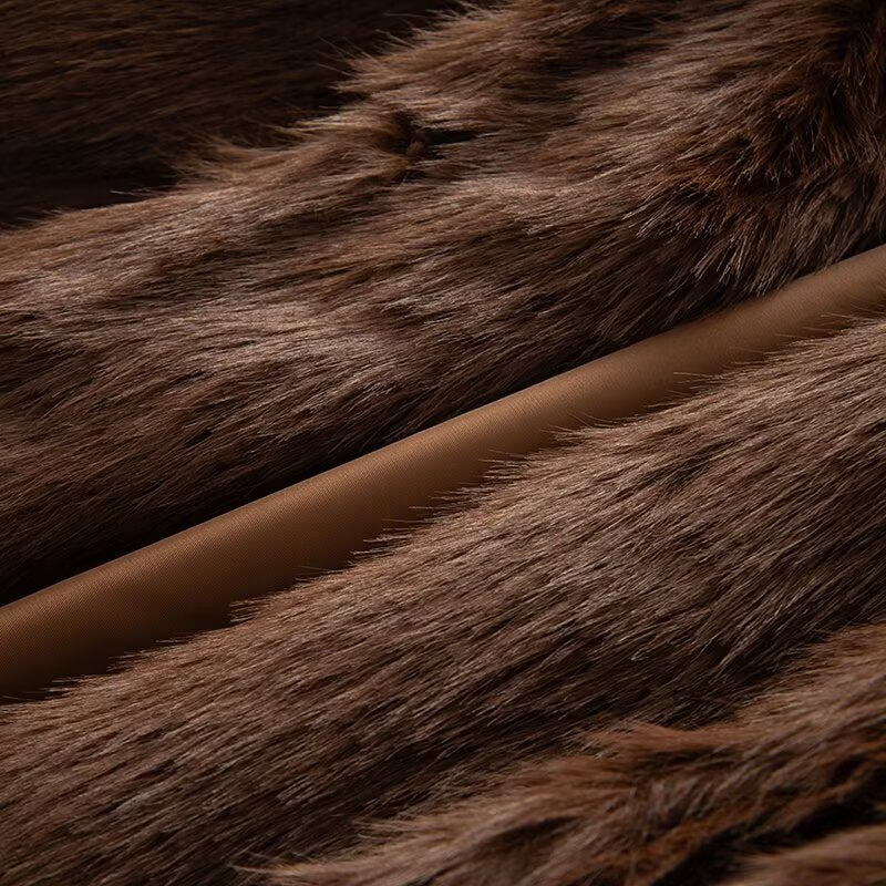 Women's artificial fur effect big Lapel Coat