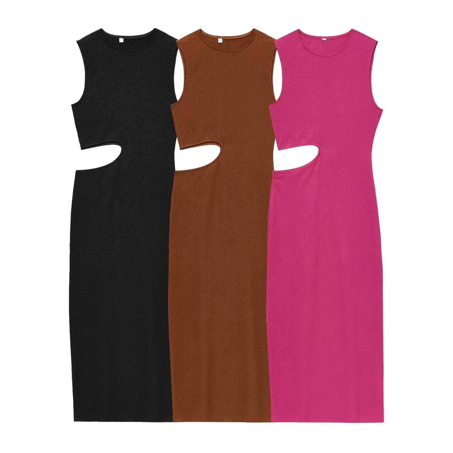 Women's 2025 New Fashion Open Design Sleeveless Tight Texture Midi Dress