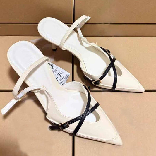 Women's Fashion Joker Pointed Cross Strap Design Stiletto Sandals