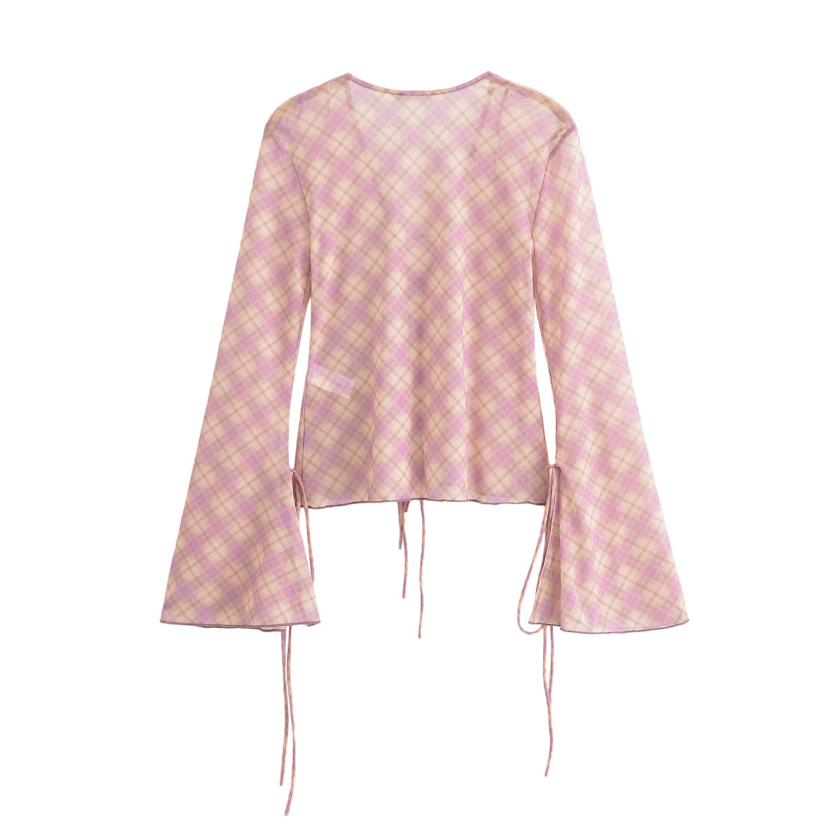 Women's new Fashion bow Lace up decoration V-neck mesh printed top+Skirts Women's suit