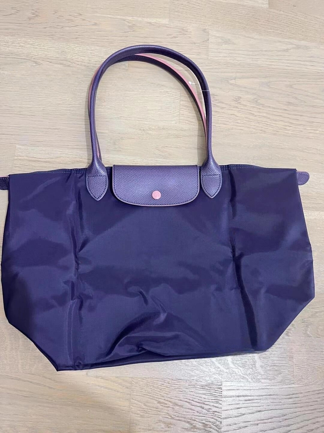 Women's New Joker Nylon Jiaozi Handbag Embroidered Large Tote Waterproof Folding Shoulder Bag.