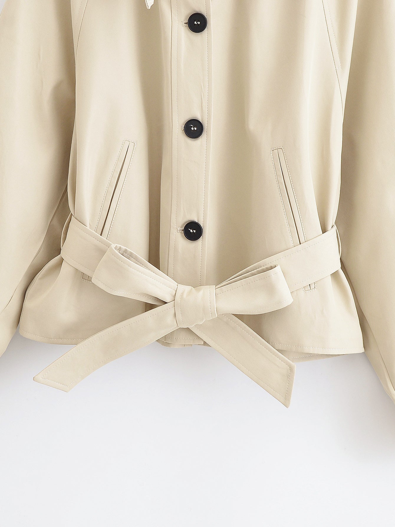 Women's New Fashion With Belt Short Single breasted Windbreaker Coat