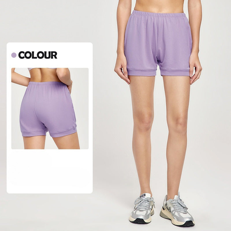 Women's New Fashion Joker Solid Color Cotton Loose Breathable Shorts Anti-exposure Elastic Fitness Yoga Shorts