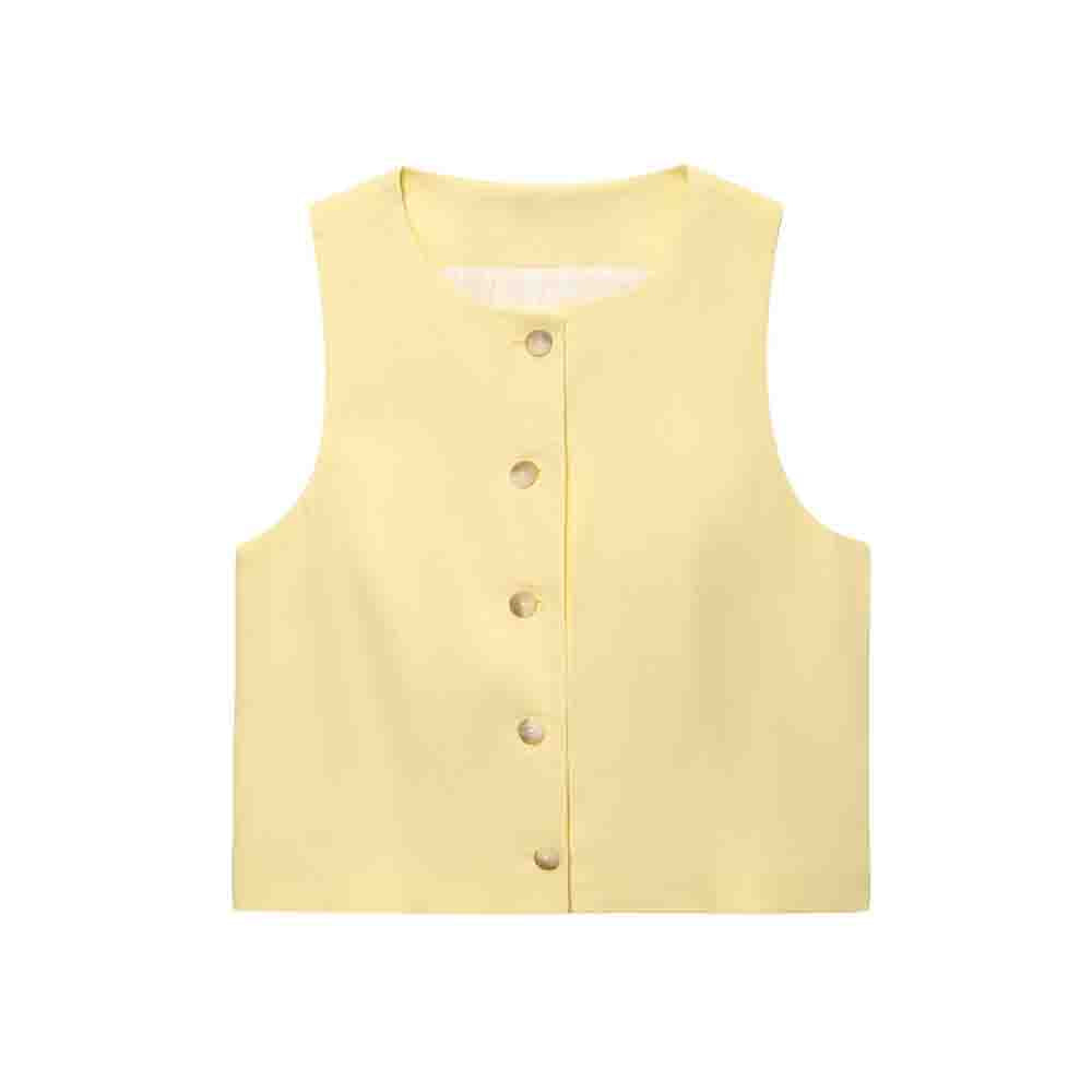 set woman 2 pieces new fashion single breasted linen blended vest+Shorts suit