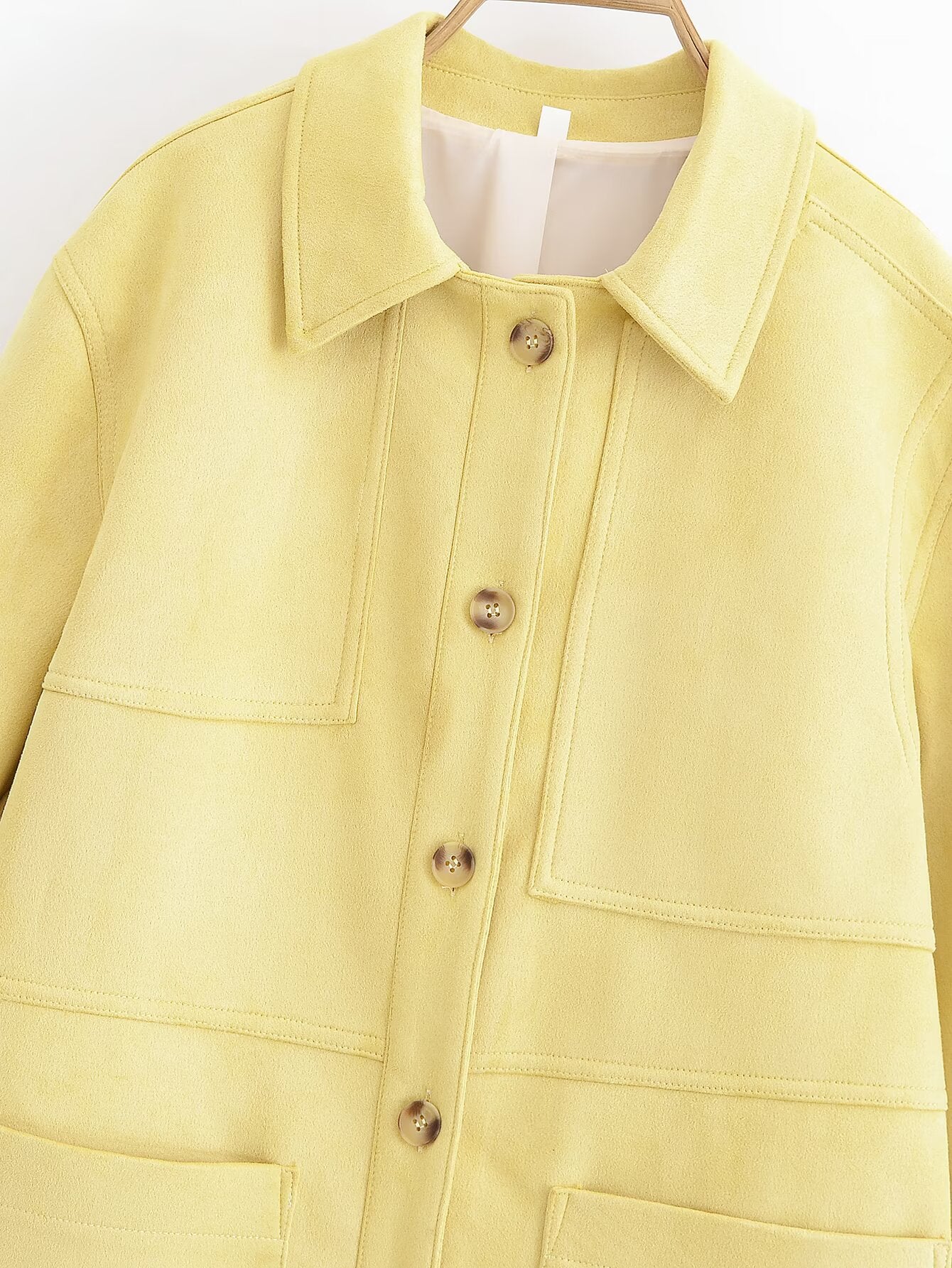 Women's new fashion loose single breasted long sleeved suede jacket