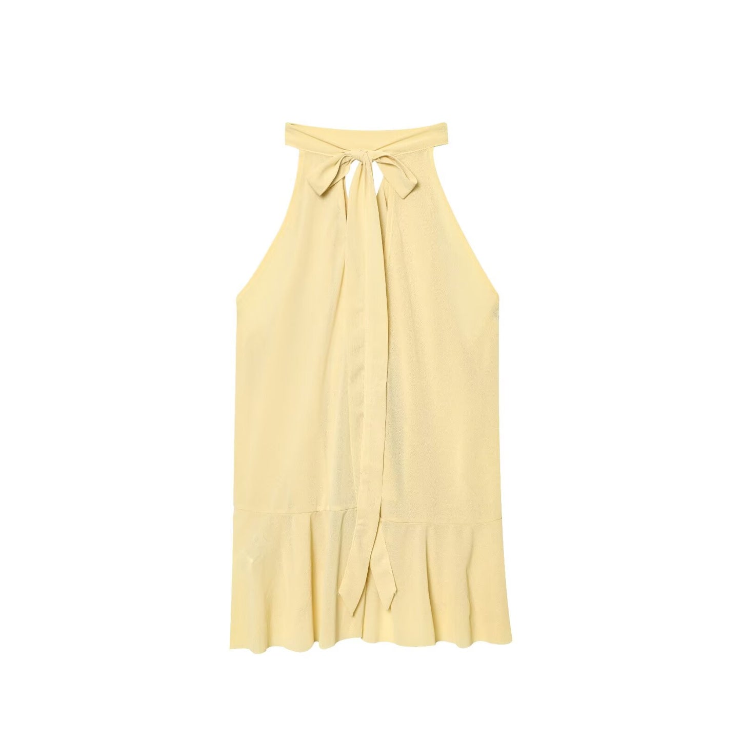 Women's 2025 new fashion layered decoration sleeveless hanging neck collar top