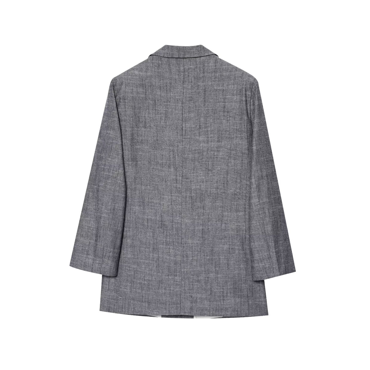 Women's new fashion rolled up sleeve design loose linen blend long sleeved suit coat