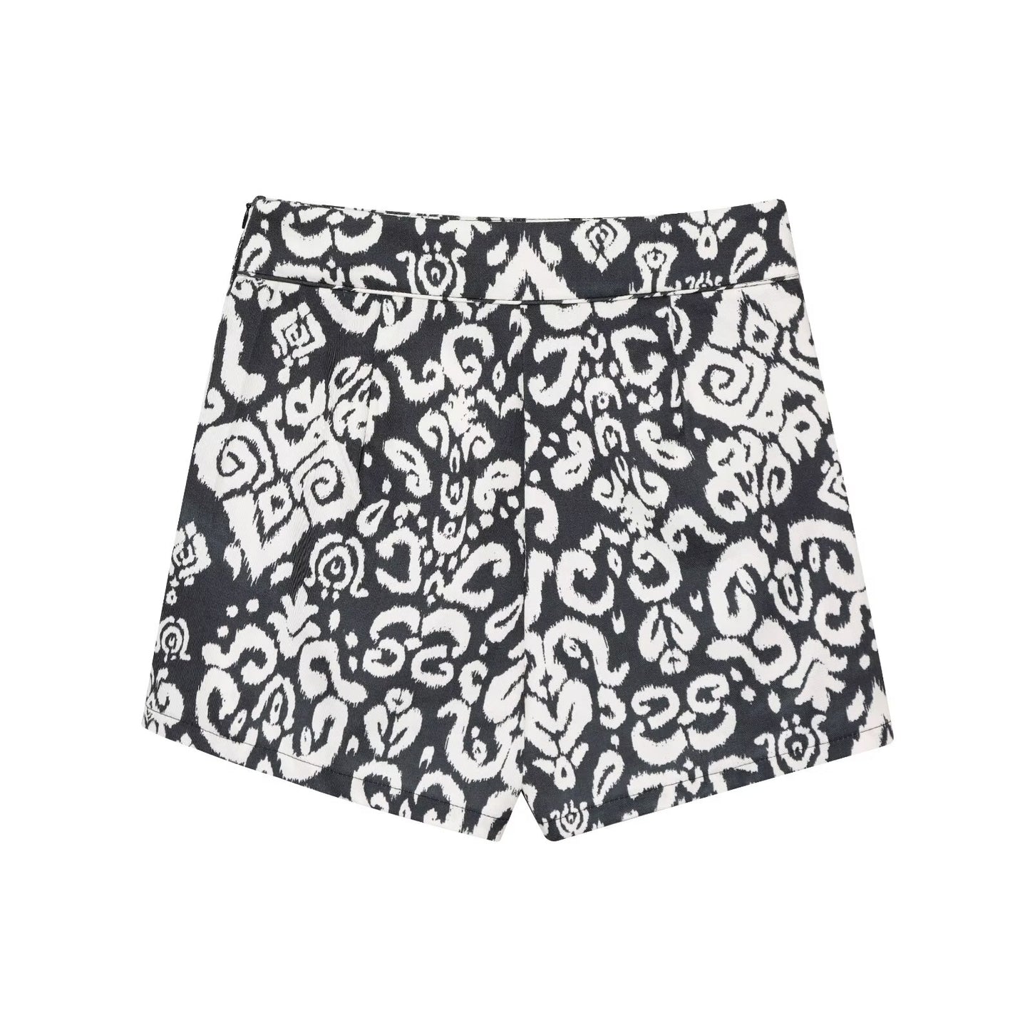 Women's new fashion bow Lace up decoration print V-neck vest+Shorts Skirts suit