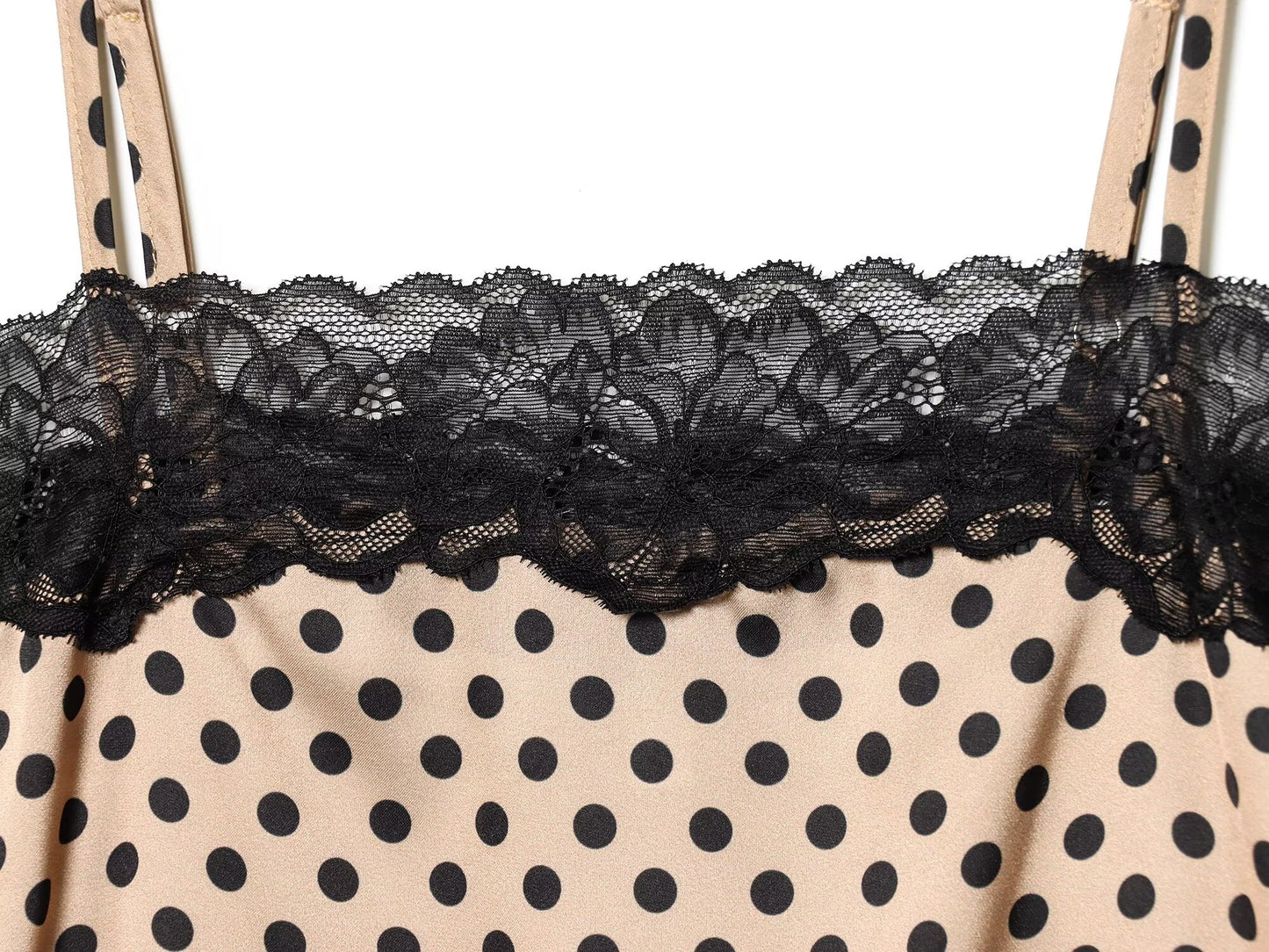 Women's lace decorative polka dot suspender dress