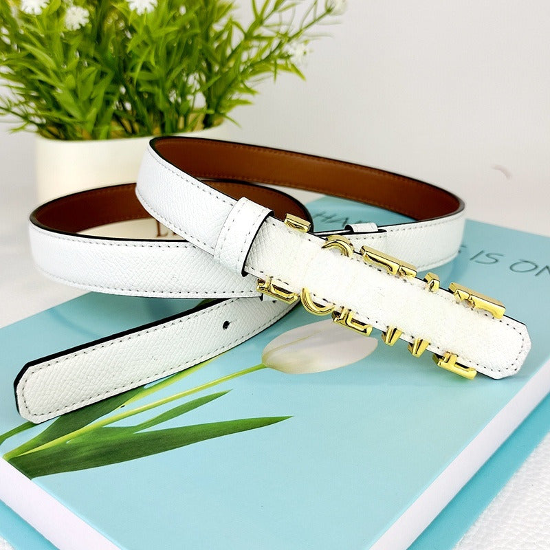 Women's New Fashion Joker High Quality Adjustable Length Design Metal Letters Decorative Belt Belt.