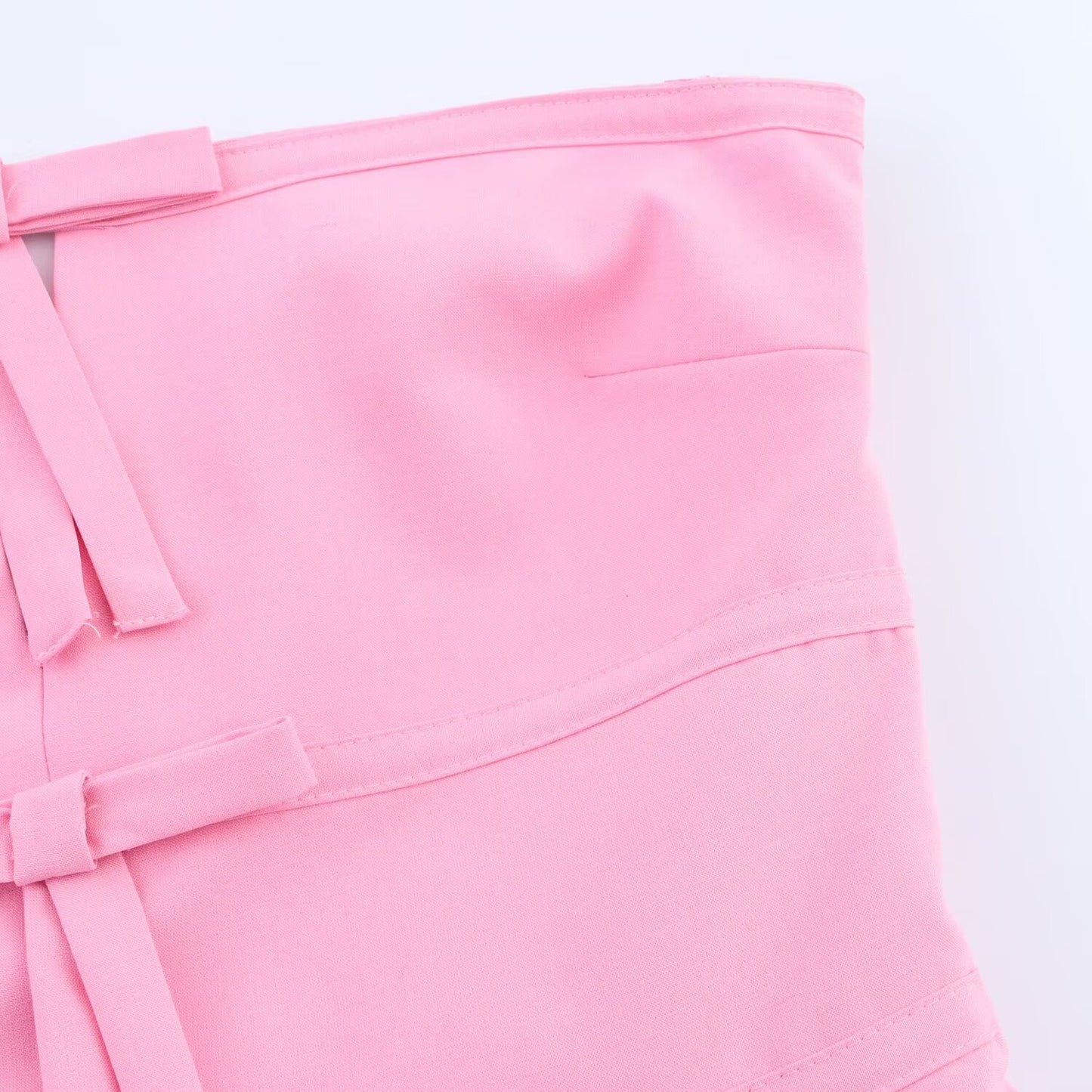 Women's new fashion bow decoration slim wide pleated hem strapless top retro sleeveless backless women's vest chic top