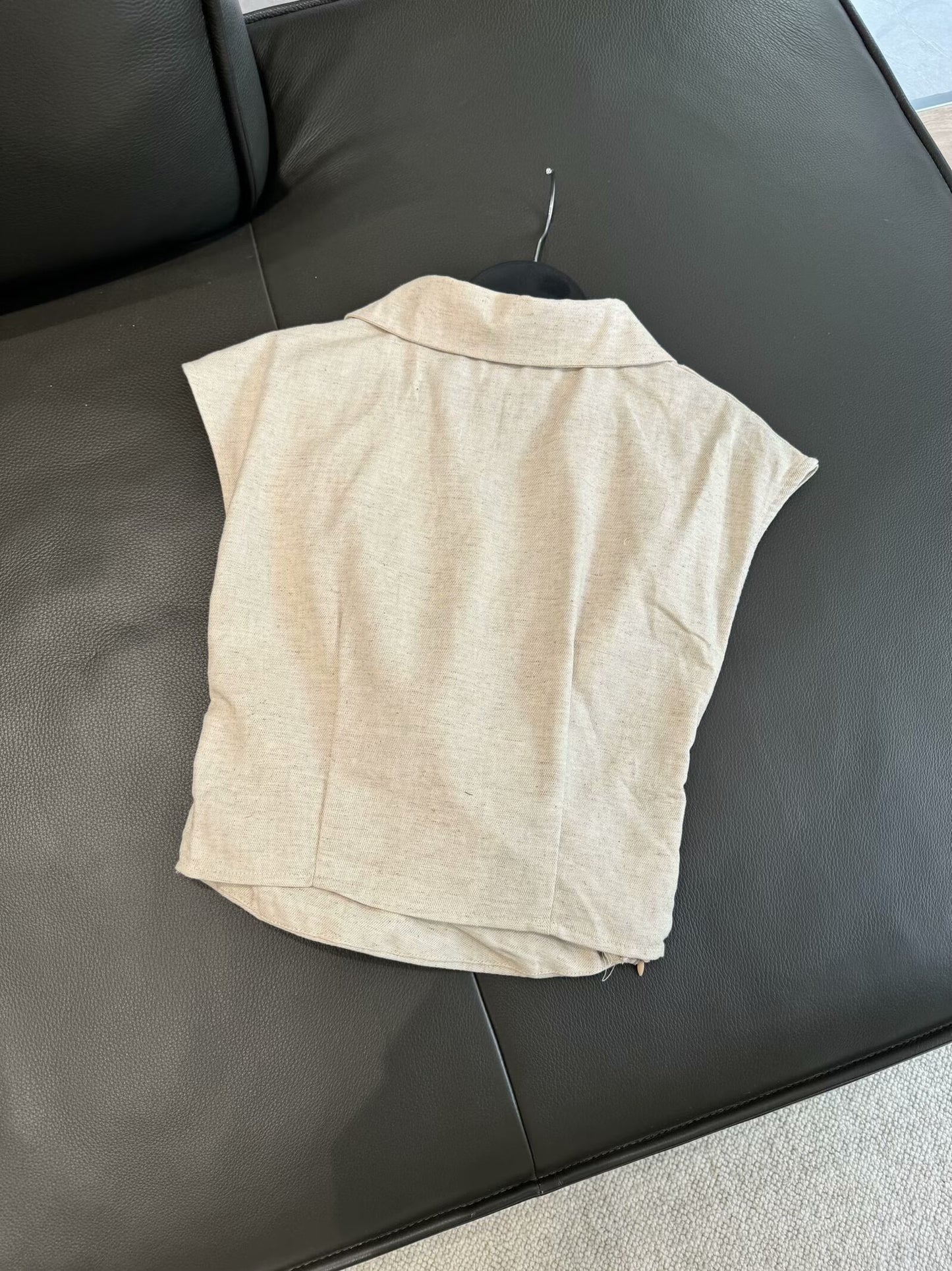 Ladies' new fashion slim short pleated linen blend top+Skirts Women's suit