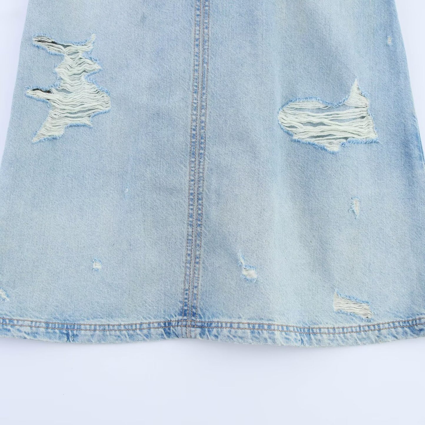 Women's new fashion hole decoration sleeveless V-neck denim Midi dress