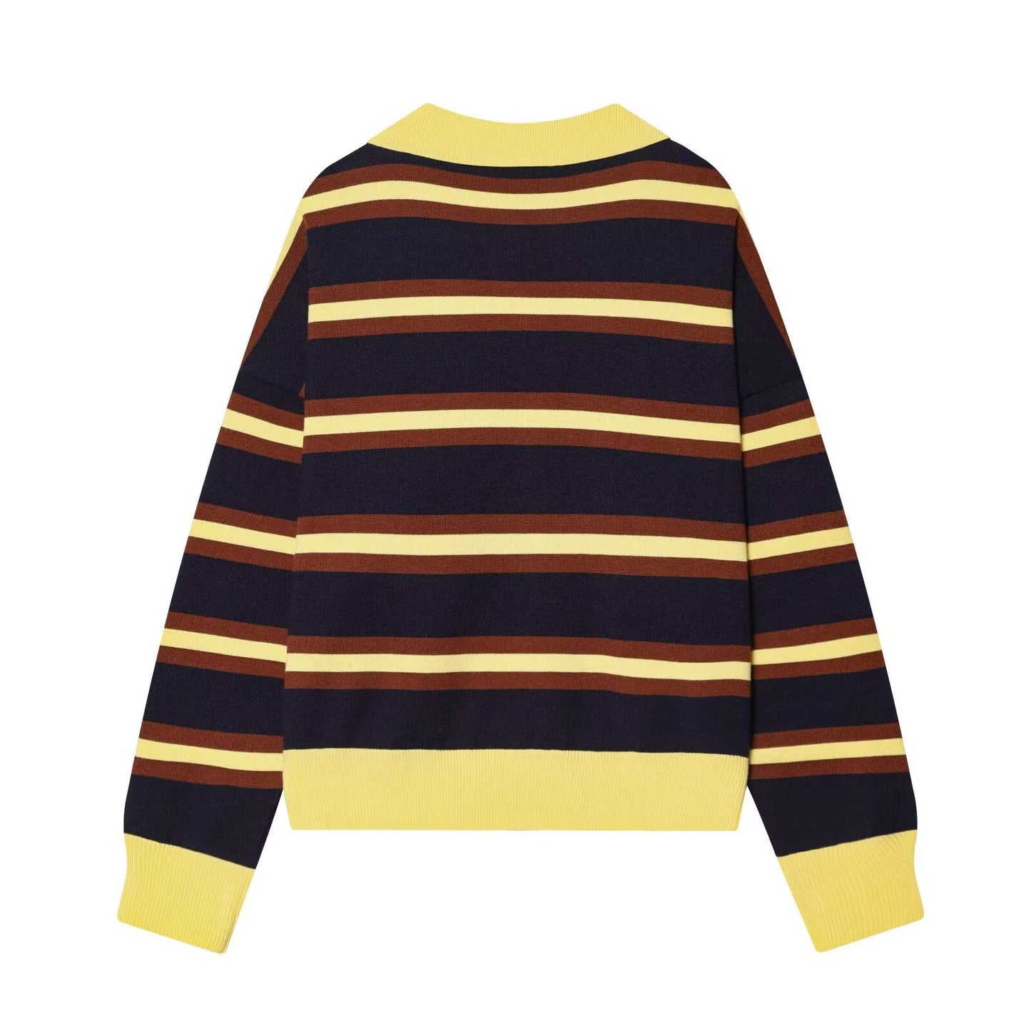 Women's new Lapel striped knitted sweater