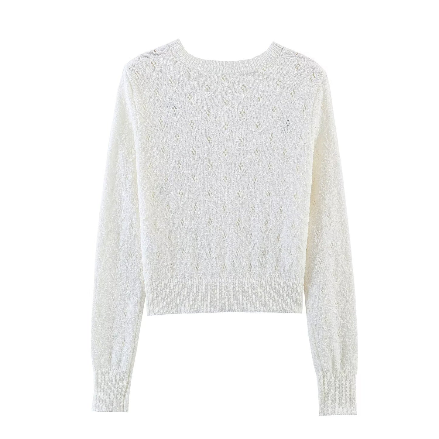 Women's floral embroidery hollowed out knitted cardigan