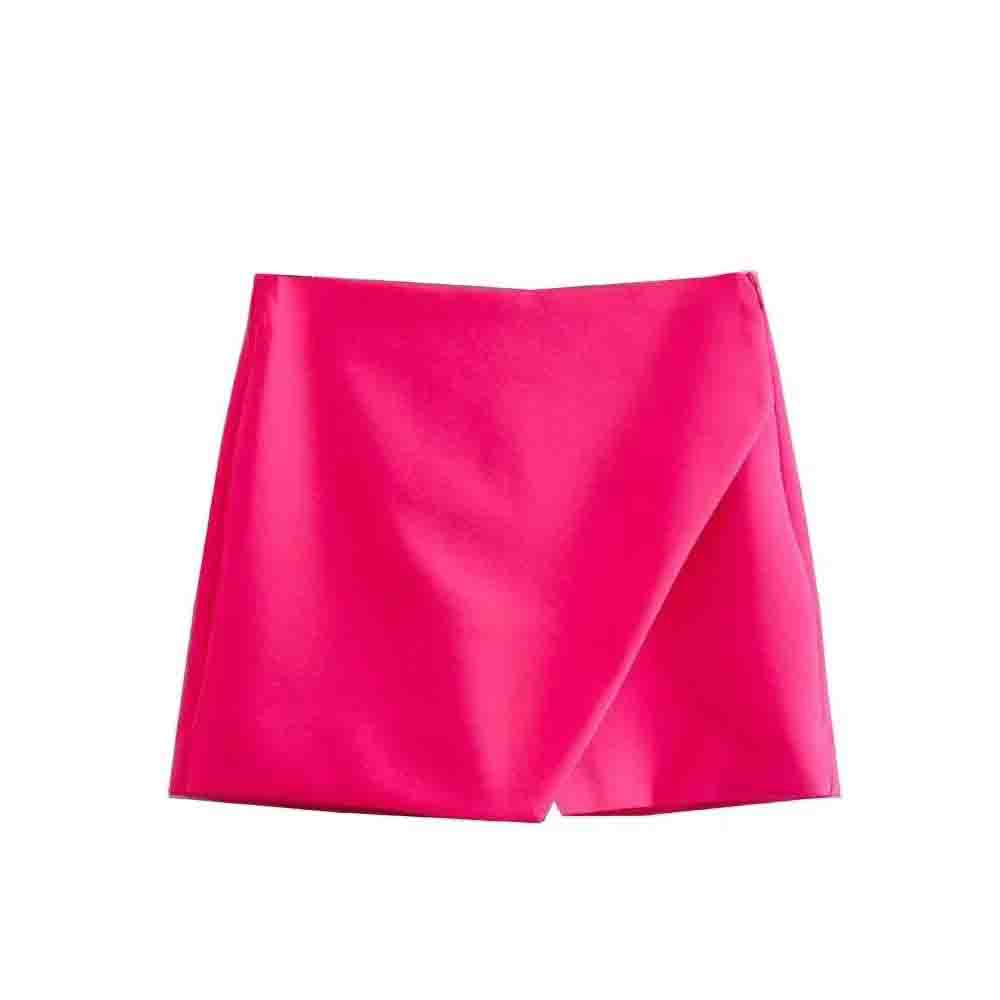 Ladies' Summer New Fashion Solid Slim High Waist Asymmetric Shorts Skirts