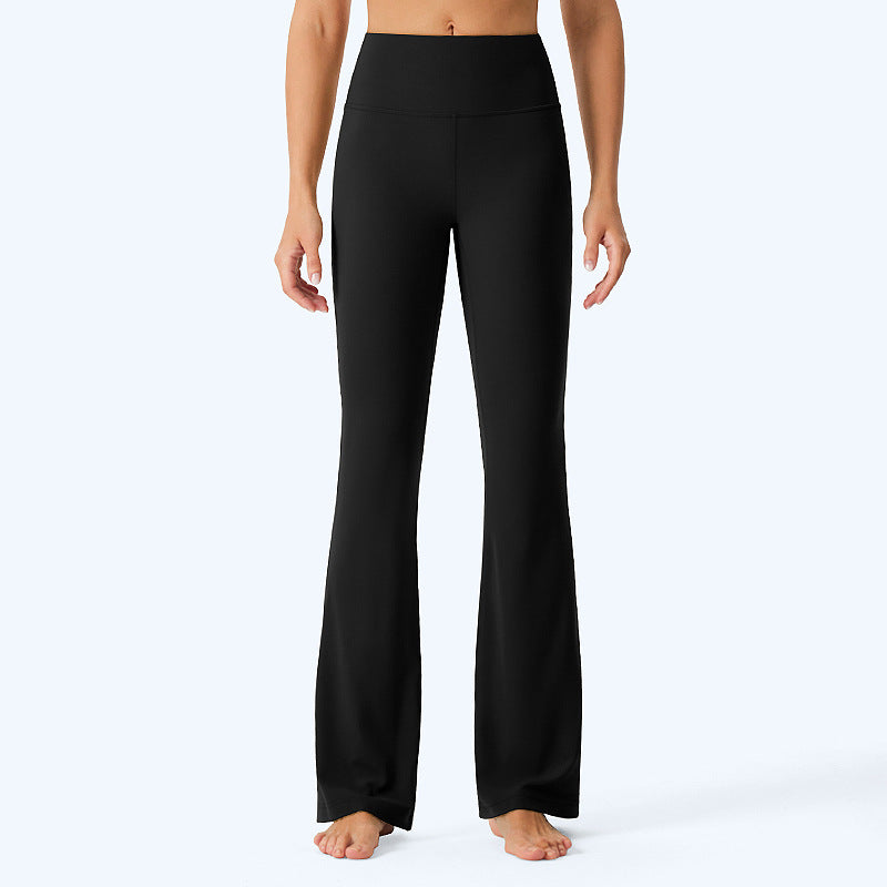 LU Women's New Sports Yoga Pants, Tights, Body Shaping, High Elasticity, Nudity, Moisture Absorption and Quick-drying High Waist Bell Bottoms.