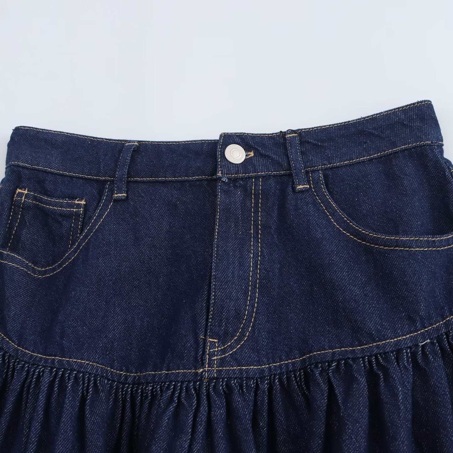 Women's 2025 new fashion side pocket casual wide swing denim mini skirt