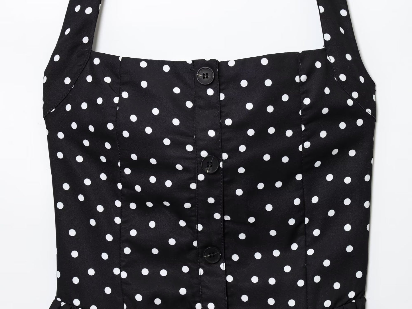 Women's summer fashion polka dot print hanging neck mini dress