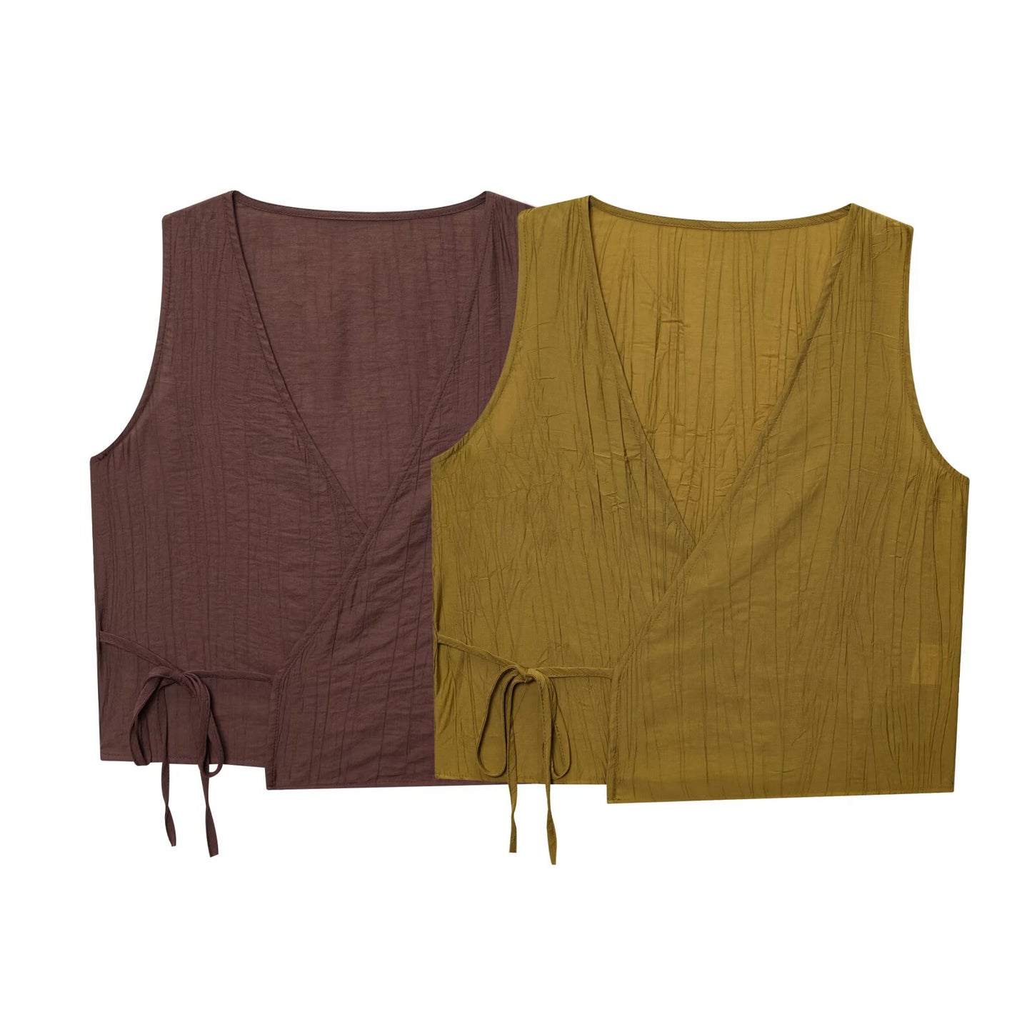 Suit women's 2 pieces 2025 fashion wrinkle effect vest top+pants women's suit