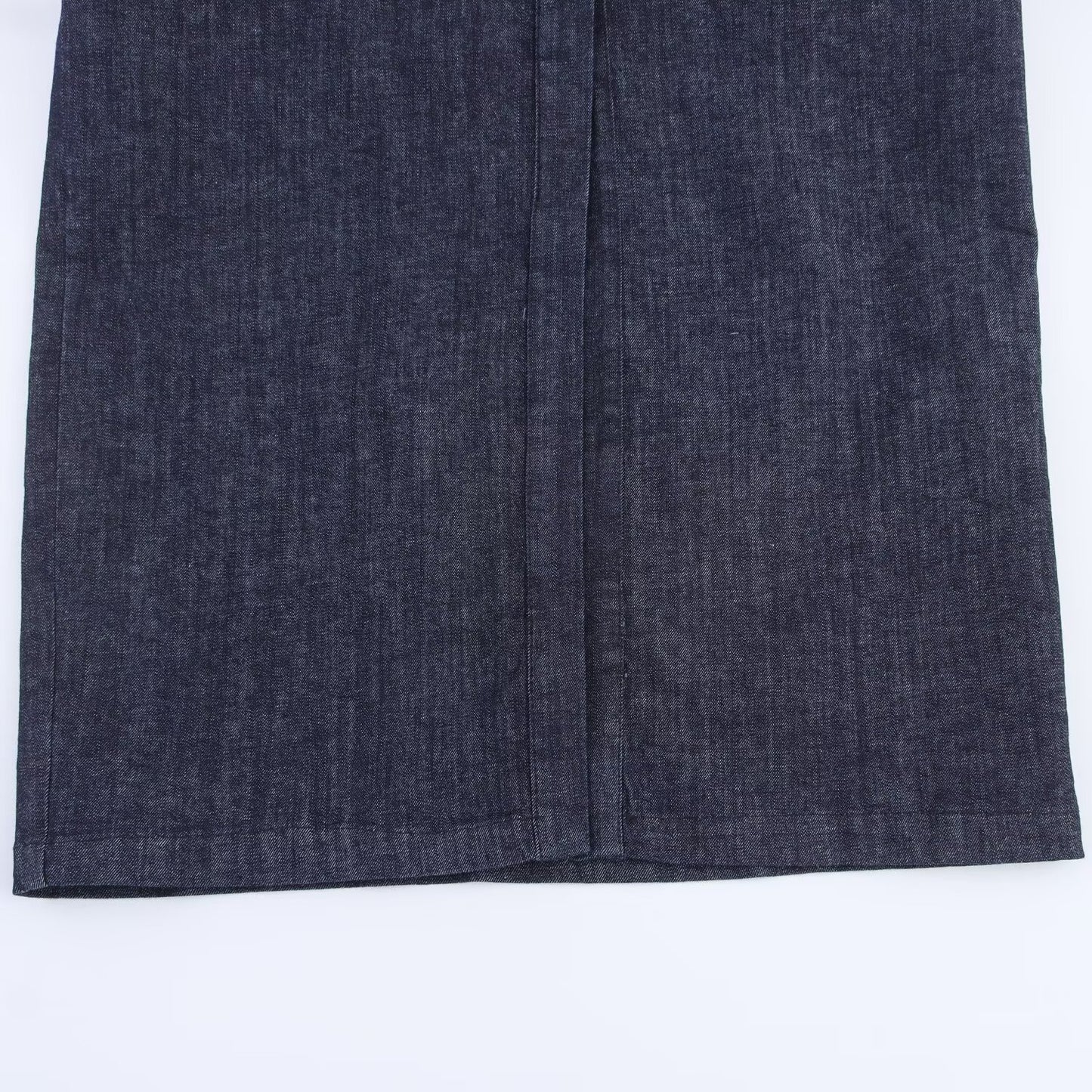 Women's new fashion with Belt slim pleated denim Midi dress