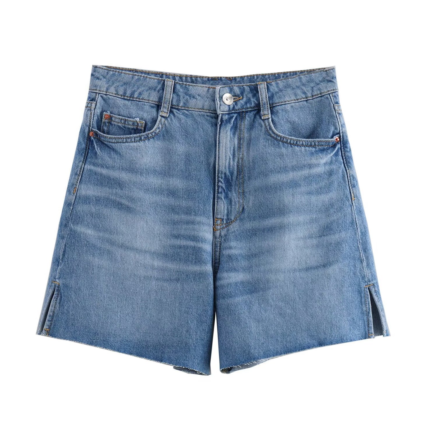 Women's new fashion split design casual Side pocket high waisted denim shorts