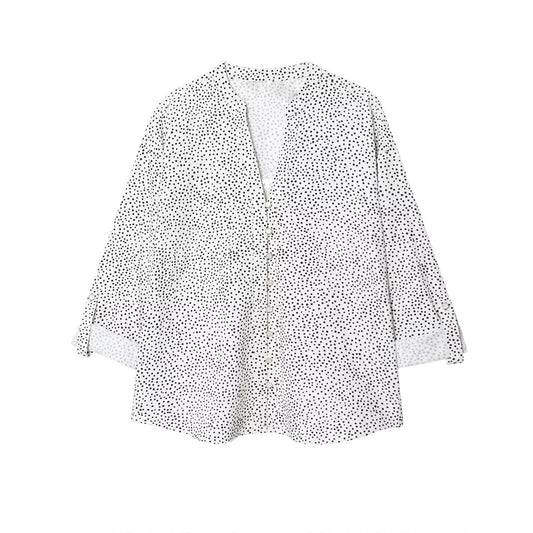 Women's new fashion adjustable design long sleeved polka dot shirt