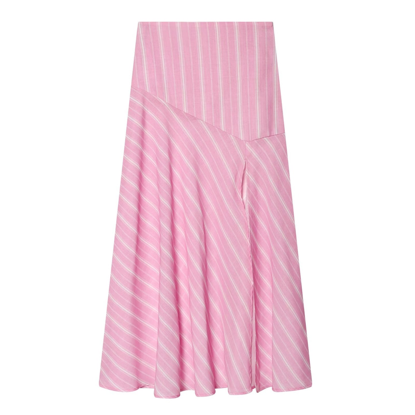 suit Women's 2 pieces loose linen blended striped shirt+Skirts