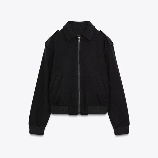 Women's new fashion casual Lapel wool blend jacket Coat