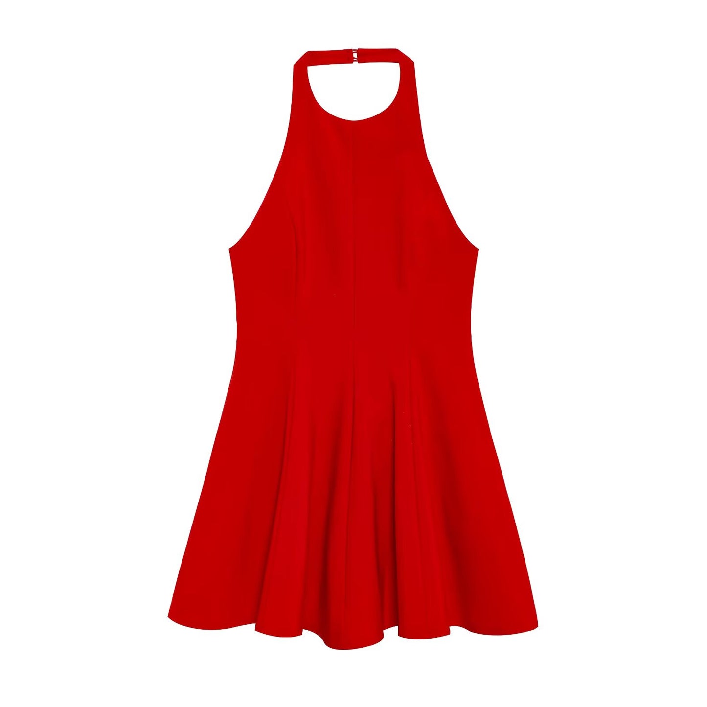 Women's new fashion wave style hem slim backless halter neck mini dress