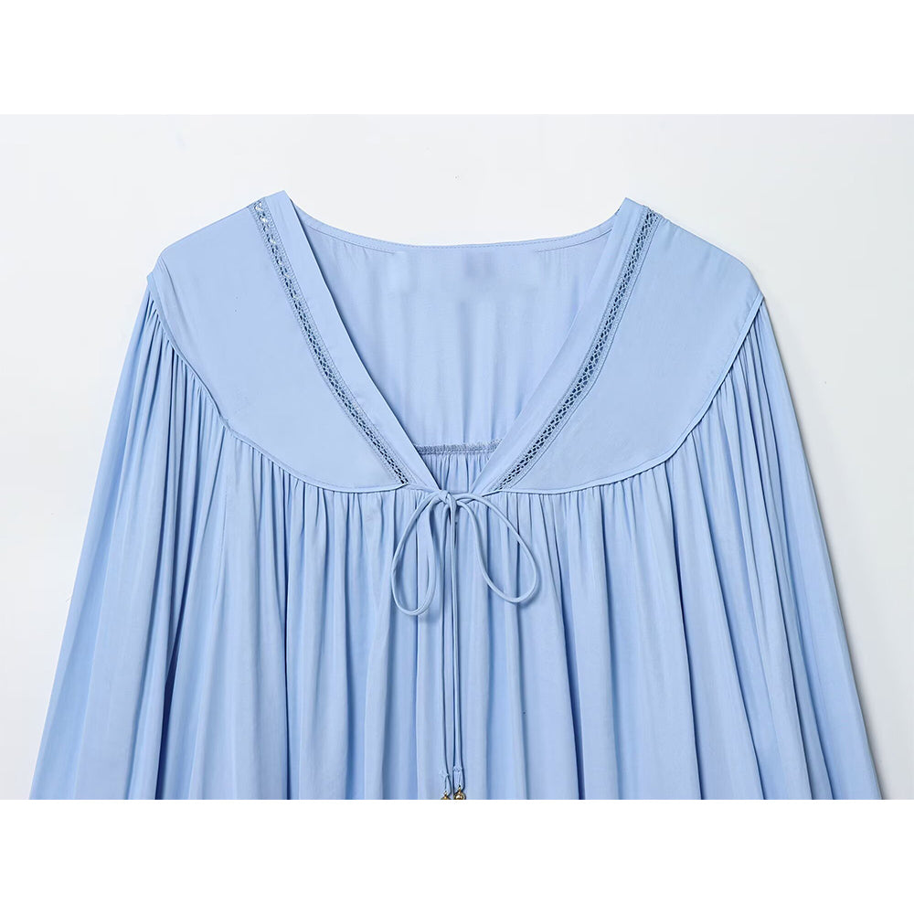 Women's 2025 new fashion vertical lace loose draped shirt
