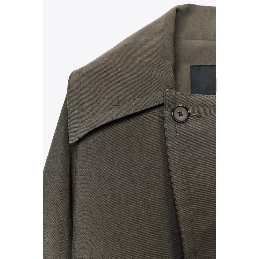 Women's New Fashion With Belt Loose Button-up Lapel Coat+Pants Suit