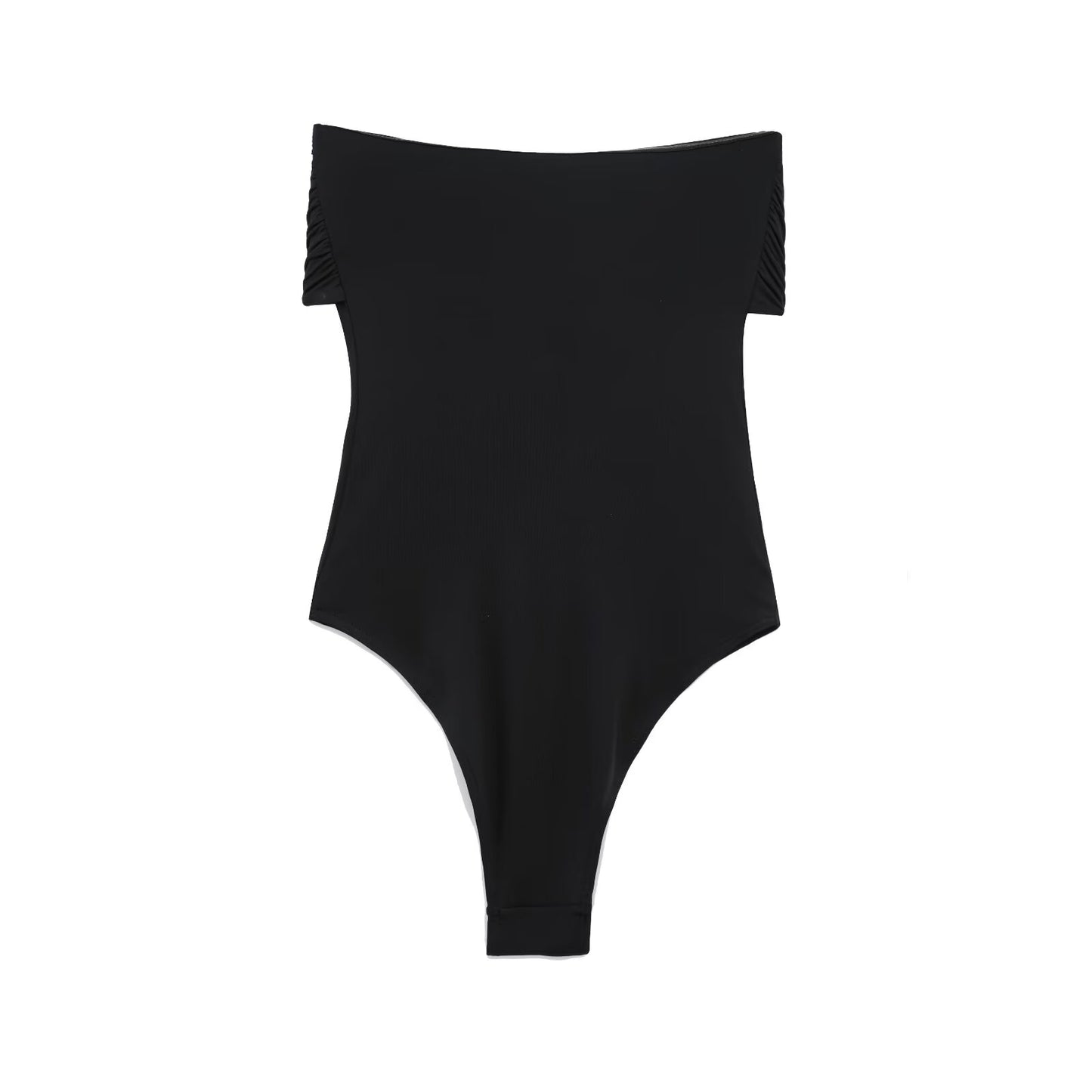 Ladies' new fashion pleated decoration tight strapless swimsuit retro sleeveless backless women's swimsuit