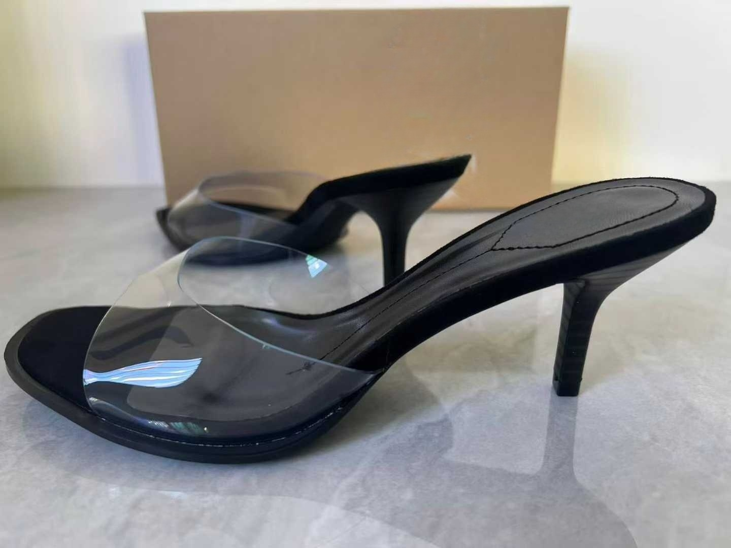 Women's 2026 New Transparent Plastic Stiletto Heel Square Toe Slimming Versatile High-Heeled Sandals